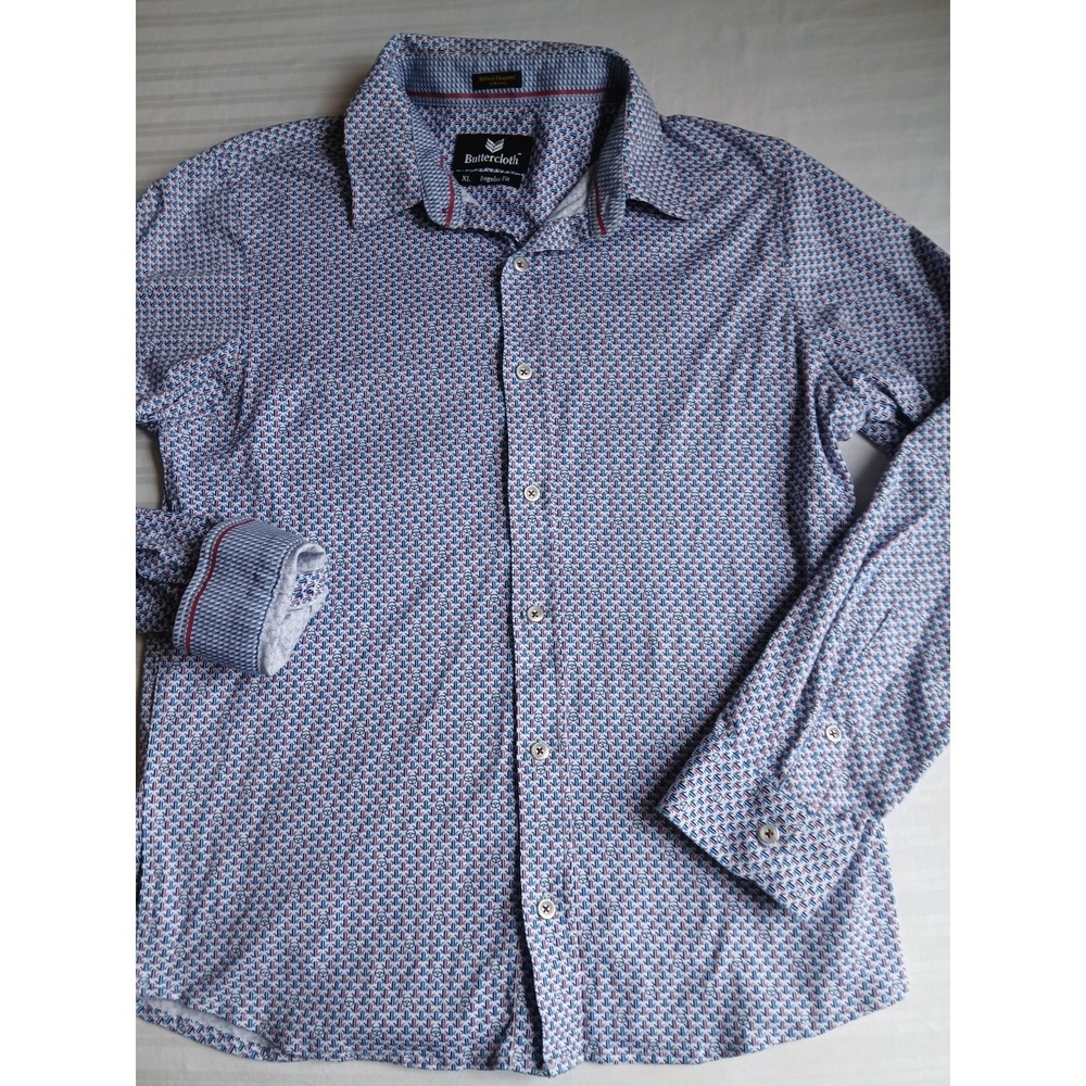 Butter Cloth Shirt XL Robert Herjavec Button Down Geometric Classic Preppy